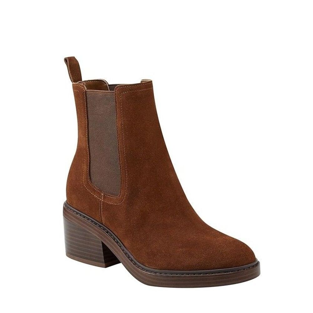 Marc Fisher Womens 9.5 M Dark Brown Modesty Pull On Chelsea Booties NIB LG3